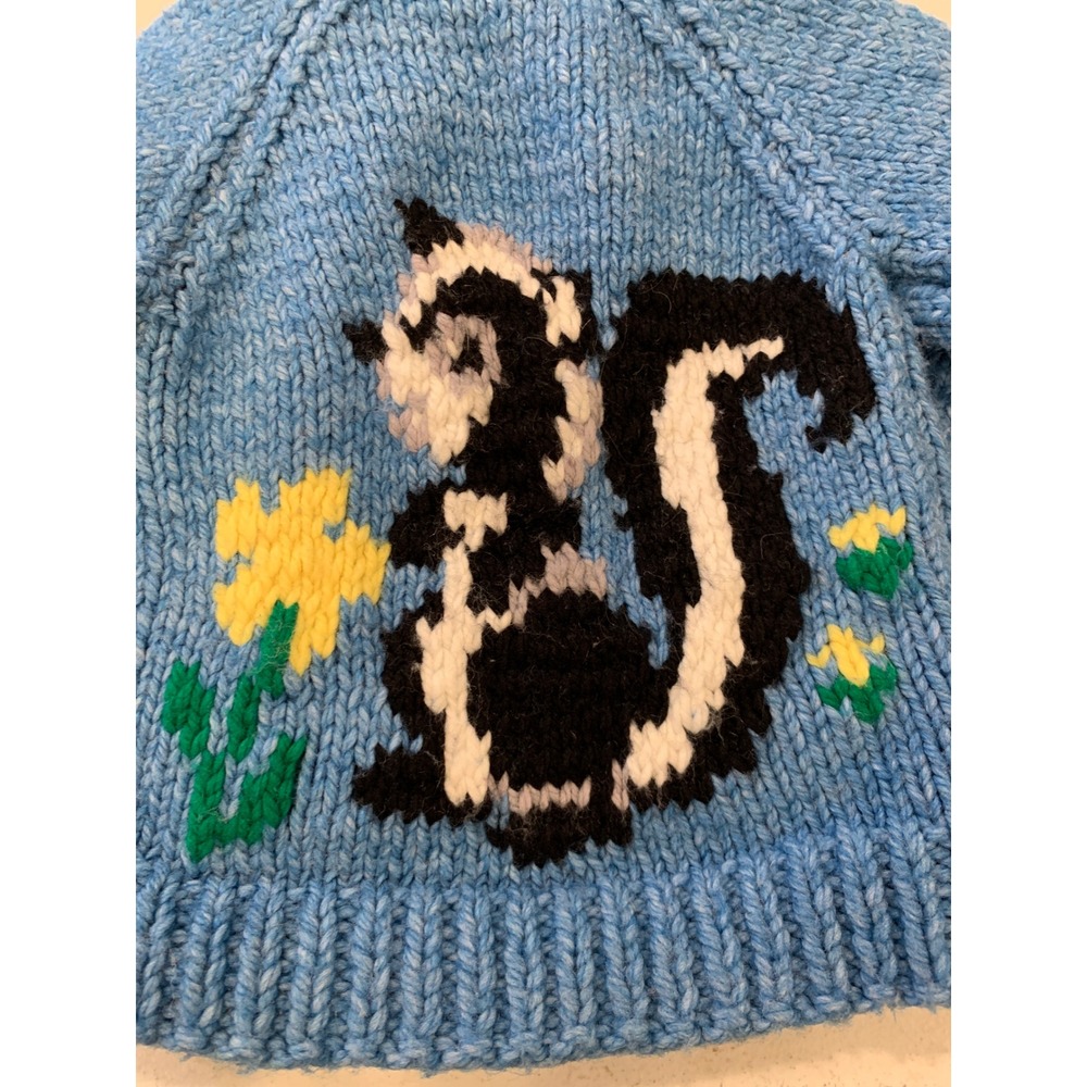 60s VTG Mary Maxim Rare‎ Hand Knit Wool Skunk Cardigan Kids 2T-3T Cowichan-style - Picture 3 of 8